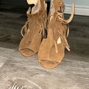 Chinese Laundry Tan Fringed Heels